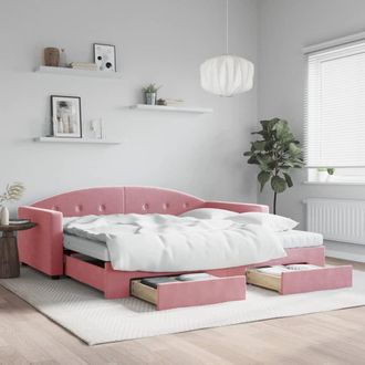 vidaXL Vidaxl - Sof&aacute; Cama Nido Con Cajones Terciopelo Rosa 100x200 Cm