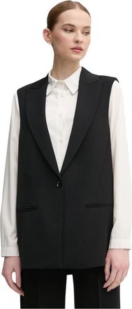 Marc Aurel Gilet met Knopen en Tailoring - Dames - Bodywarmers - Zwart - XS - Leer - Jassen