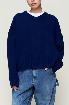 Guizio Joni Cashmere V Neck Jumper in Navy at Nordstrom, Size Medium