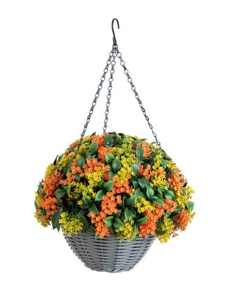 Nearly Natural 22In Uv Resistant Autumn Artificial Fall Gardenia Hanging Basket (Indoor/Outdoor)