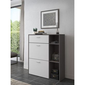Dmora Sapatera Samassi, Mueble Guardazapatos: 1 Caj&oacute;n, 6 Estantes, 2 Puertas, 90x26x101.5h Cm Negro Antracita