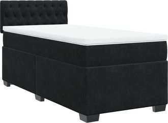 vidaXL Box Spring Bed with Mattress Black 100x200 cm Velvet vidaXL