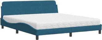 vidaXL Vidaxl - Cama Con Colch&oacute;n Terciopelo Azul 180x200 Cm