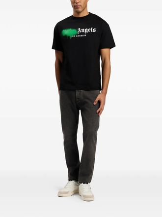 Palm Angels Spray City Los Angeles dripping logo T-shirt - men - Cotton - S - Black