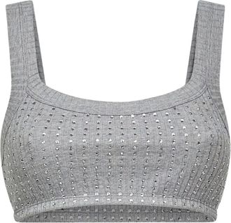 The Attico Top a coste con cristalli - Grigio