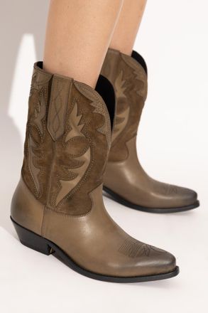 Golden Goose Wish Star Leather Cowboy Boots, Womens, Brown