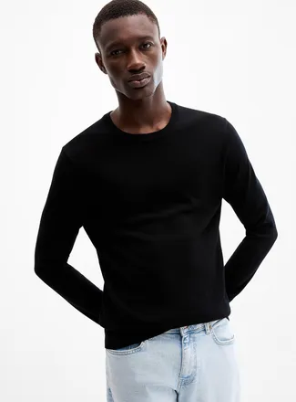 Le 31 Mens Responsible merino wool crew-neck sweater