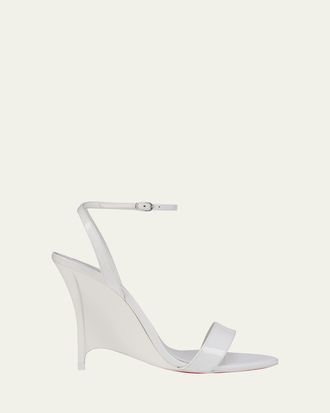 Christian Louboutin 100mm Zeezeenella Patent Leather Wedge Sandals
