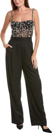Oscar De La Renta Oscar De La Renta Bustier Silk-Lined Wool Jumpsuit