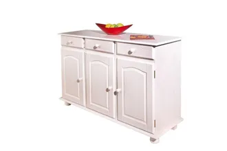 Inter Link SAS Mobile Buffet Livio 3ante+3cassetti Pino Massello Verniciato Ad Acqua Bianco Inter Link