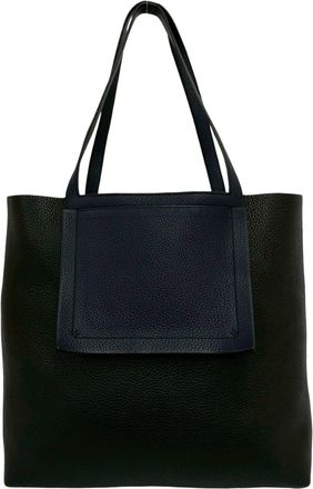 Herm&egrave;s Navy Taurillon Clemence Leather Handbag Tote Bag (Pre-Owned)