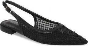 Berness Kenna Rhinestone Fishnet Slingback Pointed Toe Skimmer Flat in Black at Nordstrom Rack, Size 7.5