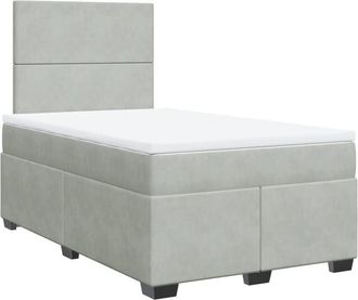 vidaXL Box Spring Bed with Mattress Light Grey 120x190 cm Small Double Velvet Vidaxl