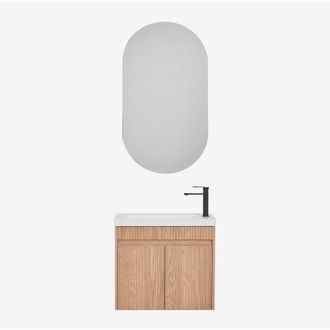 Sklum Conjunto De Mueble De Ba&ntilde;o Suspendido En Madera Con Lavabo Integrado Narek Sklum