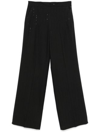 Twin-Set sequin-detailing trousers - women - Wool/Viscose/Polyester/Polyamide/Acetate/Polyester - 44 - Black