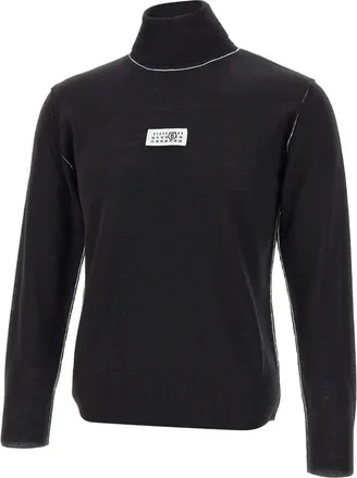 Maison Margiela Turtleneck met contrasterende stiksels - Heren - Coltruien - Zwart - M - Wol - Truien & Vesten