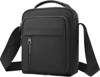 Generic Minimally Designed Waterproof Nylon Multi-Layer Business and Leisure Single Shoulder Carrying Crossbody Bag Compatible For Men(Black)