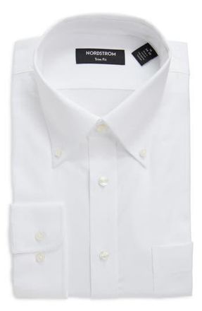 Nordstrom Trim Fit Royal Oxford Solid Dress Shirt in White Royal Oxford at Nordstrom Rack, Size 16.5 - 32/33