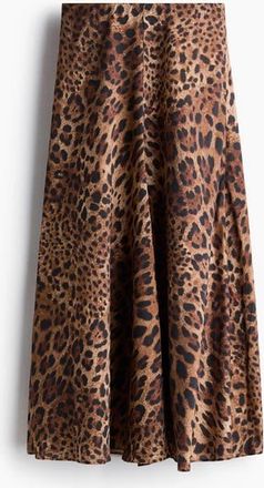 H&M Satin Maxi Skirt in Beige/leopard Print at Nordstrom, Size Xx-Small