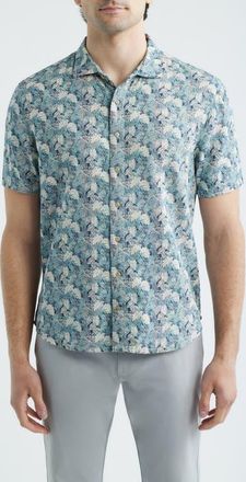 Johnnie-O Ragland Botanical Print Cotton Blend Sport Shirt in Wake at Nordstrom, Size Xx-Large