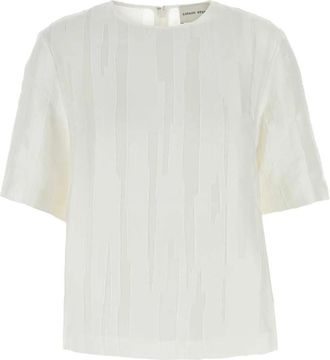 Loulou Studio Toba Ronde Hals Blouse - Dames - T-shirts - Wit - L - Katoen - Tops