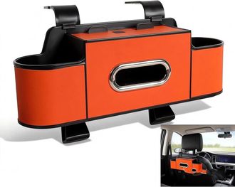 OEM Organizador Para El Asiento Trasero Del Coche 3 En 1 Con Dos Portavasos, Caja Para Pa&ntilde;uelos Y Soporte Para Tel&eacute;fono Resistente Al Agua Y Compatible Co