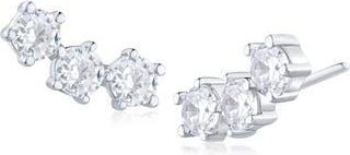Kenneth Jay Lane Round Cubic Zirconia Crawler Stud Earrings in Clear/Silver at Nordstrom Rack