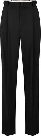 Elisabetta Franchi Broeken, Dames, Zwart, XS, Leer, Gabardine Broek met Plooitjes