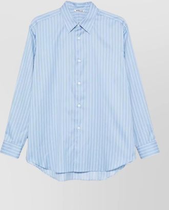 Auralee striped silk cotton long-sleeve shirt