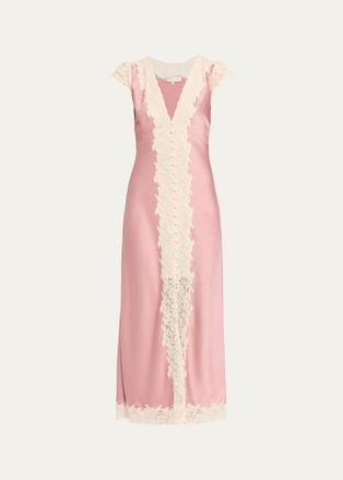 LoveShackFancy Para Laced Crepe Maxi Dress