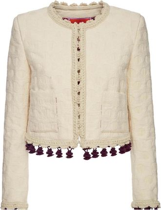 La DoubleJ Parisian Icon Geborduurde Jas - Dames - Blazers - Beige - L - Katoen - Jassen