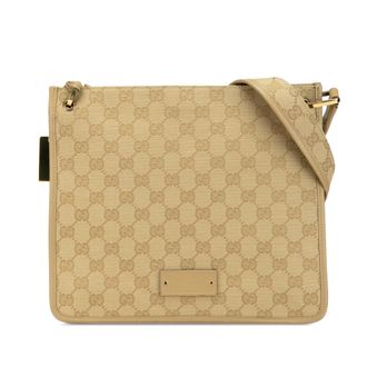 Gucci Pre-owned Womens Gg Supreme Messenger Beige Canvas Crossbody - Tan Textile - One Size