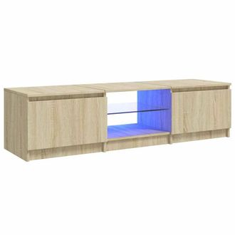 Berkfield Home TV Cabinet with LED Lights Sonoma Oak 140x40x35.5 cm in Light Tan