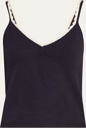 Officine G&eacute;n&eacute;rale Loa Scallop-Trim Knit Tank Top