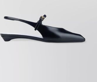 Prada buckle pointed toe slingback smooth ballerina shoes