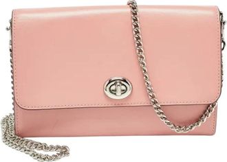 Coach Pre-owned Cross Body Bags, female, Pink, Size: ONE SIZE Pre-owned Leather Turn-Lock Crossbody Bag