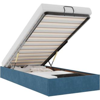 vidaXL Estructura De Cama Otomana Sin Colch&oacute;n Terciopelo Azul Oscuro Vidaxl