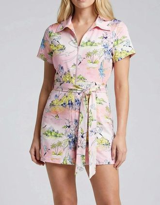 Oceanus Womens Pink Floral Printed Romper - Size: 10/8