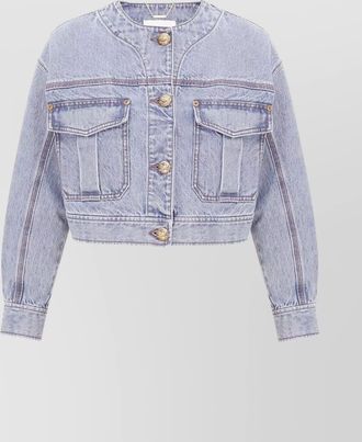 Zimmermann short denim jacket contrast stitching