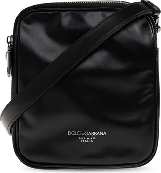 Dolce & Gabbana Leren Schoudertas - Heren - Schoudertassen - Zwart - ONE Size - Leer - Tassen
