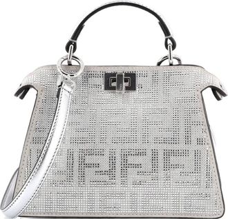 Fendi Peekaboo ISeeU Bag Zucca Crystal Embellished Suede Petite satchel - Zilver