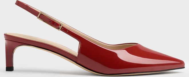 Luciana Patent Slingback Kitten Heels