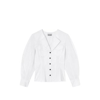 Ganni V-neck Puff-sleeve Shirt