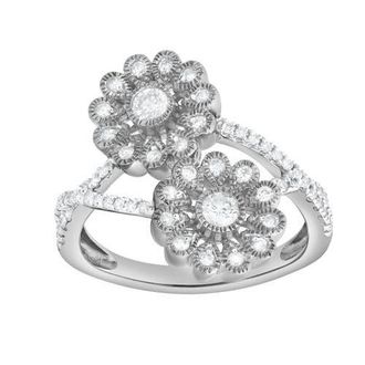 LuvMyJewelry Petals of Promise 0.50 Ct Natural Diamond 10K Gold Ring in 10K White Gold at Nordstrom, Size 5.5