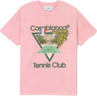 Casablanca Tennis Club Icon T-shirt - Heren - T-shirts - Roze - 2XL - Katoen - Tops