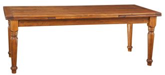 Biscottini International Biscottini - Mesa De Estilo Country Extensible De Madera Maciza De Tilo Acabado Con Efecto Nogal 220 X100 X80 Cm