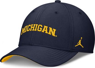 Nike Mens Michigan Classic Swooshflex Jordan Brand Dri-FIT College Hat in Blue | JC3A41SMWN-X2E