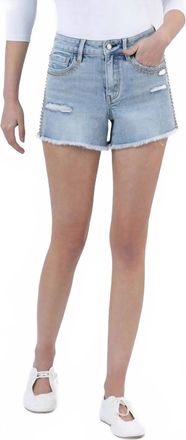 Flying Monkey Studded High Rise Denim Shorts In Prowess
