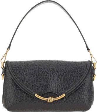 Gianni Chiarini Rectangular Pebble Grain Handbag with Gold-Tone Detail