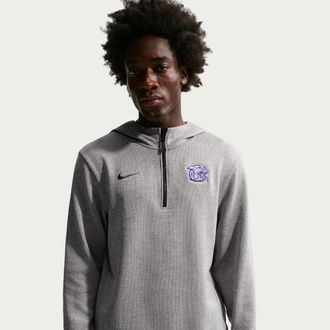 Nike Kansas State Wildcats Nike Mens NCAA Basketball Coaches Pullover Hoodie in Grey | IM3025-062